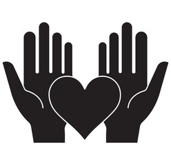 Hand holding heart icons set, love care support symbols, charity compassion concept design eps 10
