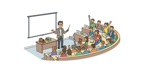 Obraz premium Teacher Standing in Front of Classroom Students.