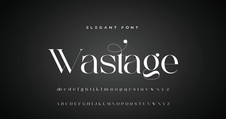 Fototapeta premium Lettering Minimalist Fashion. Elegant alphabet letters serif font and number. Typography fonts regular uppercase, lowercase.