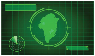 Green radar targeting screen over island map with circular crosshair and grid overlay © Musthafa