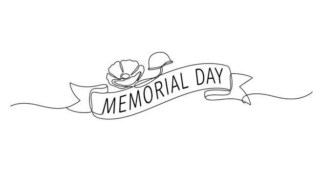 Memorial Day banner with helmet and roses