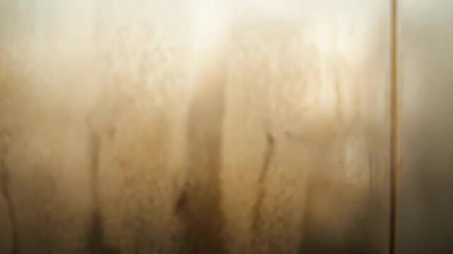 Wet opaque glass with condensation and water droplets, creating a soft, diffused light and blurred texture ideal for abstract backgrounds, overlays, and minimalist design