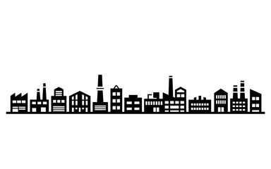 Fototapeta premium Industrial cityscape silhouette with factories and buildings.