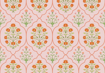 Traditional Mughal motif design illustrations seamless patterns with floral for fabric, textiles, clothing, wrapping paper. © Absurd Canvas