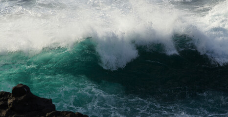 Storm at Las Canteras beach in Las Palmas de Gran Canaria, La Puntilla area at the northern end of...