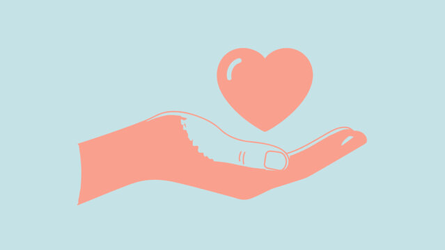 heart in hand, care and love
