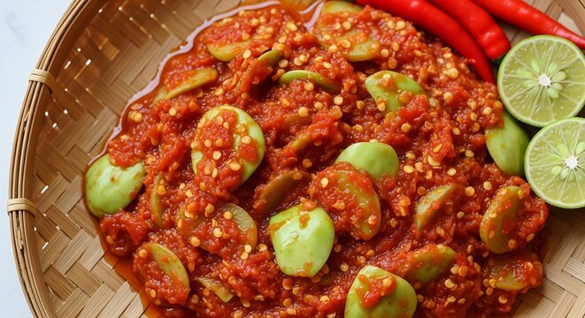 Spicy Sambal Petai - A Traditional Indonesian Chili Paste with Stink Beans.