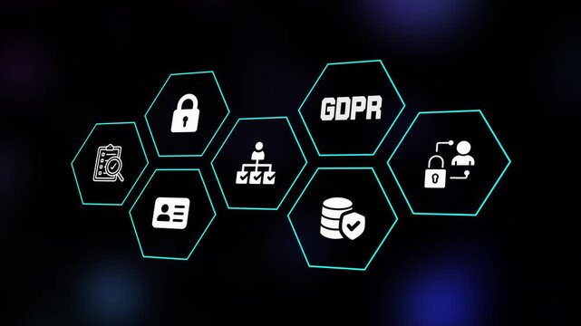 General Data Protection Regulation GDPR compliance concept with digital icons illustrating European privacy laws and data safety framework.