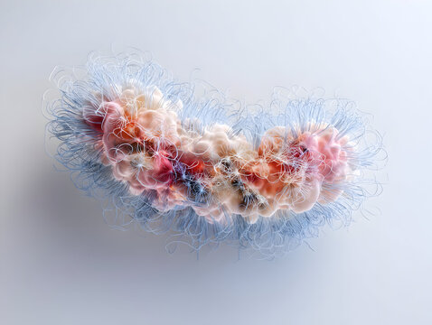 Minimalist 3D illustration of the E. coli chromosome nucleoid