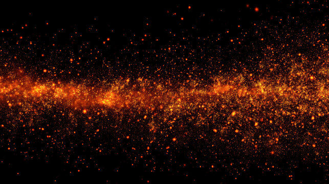 Forge Sparks, A dense, chaotic explosion of large, bright orange sparks from a blacksmith's forge, with a heavy powerful feel, isolated on a seamless black background, overlay element. 