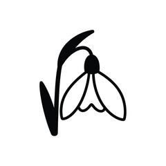 Black silhouette icon of a snowdrop flower symbol