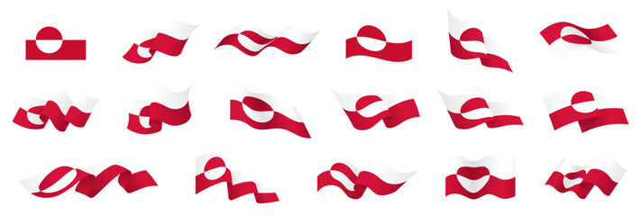 Greenland flag set, Greenland 3D waving flag icon collection © Auguste Lange