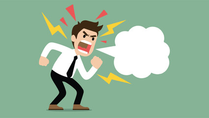 Angry Office Worker Shouting in Frustration, Stress, Failure and Conflict Illustration