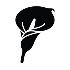 Black Silhouette of a Calla Lily Flower Icon vector