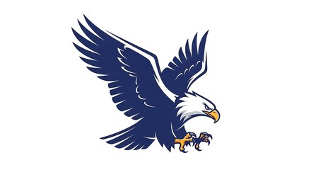 Obraz premium Majestic Bald Eagle in Flight with Wings Spread Wide.