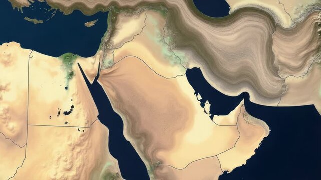 Video Satellite of Middle East region with countries visible