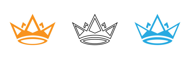 Three crown logos in orange black and blue