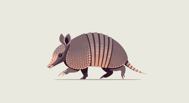 Illustration of a walking armadillo with detailed armor-like shell.