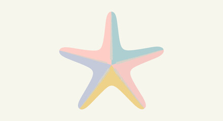 Obraz premium Abstract pastel colored starfish illustration with soft muted tones.