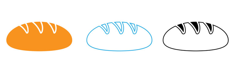 Three colored icon variations of a bread loaf