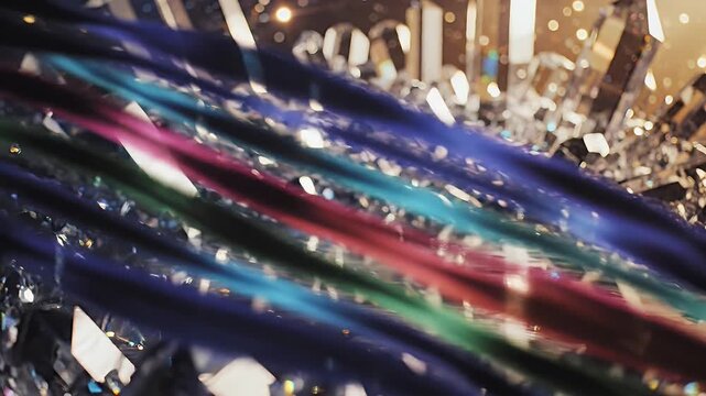 Closeup of Sparkling Crystal Cluster with Glittering Light Reflections
