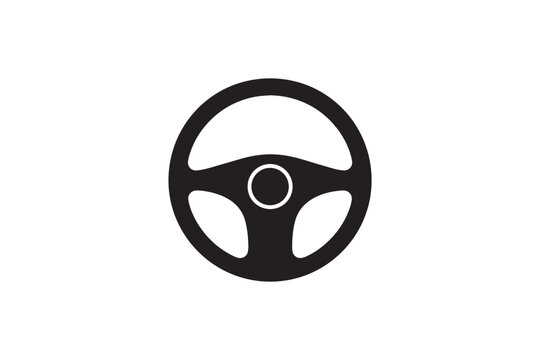Steering wheel icon vector illustration of black car part on white background for design automotive