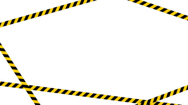 Warning tape background icon. Black and yellow striped caution pattern in flat design style. Vector illustration for safety, alert, hazard, or construction concepts.
