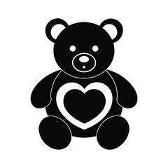 Obraz premium Cute Black Teddy Bear with Heart