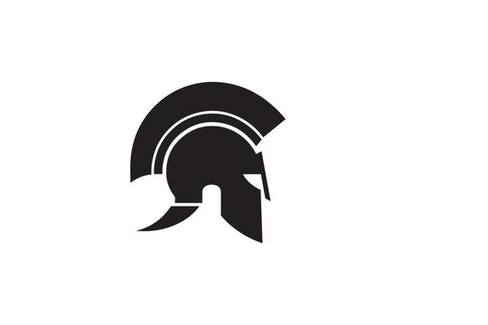 Ancient spartan helmet silhouette vector icon for warrior emblem or historical warfare illustration