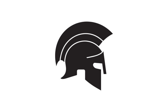 Classic spartan warrior helmet silhouette icon for sports mascot or history book cover illustration