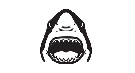 Obraz premium A menacing shark head illustration with sharp teeth and open mouth, viewed from the front
