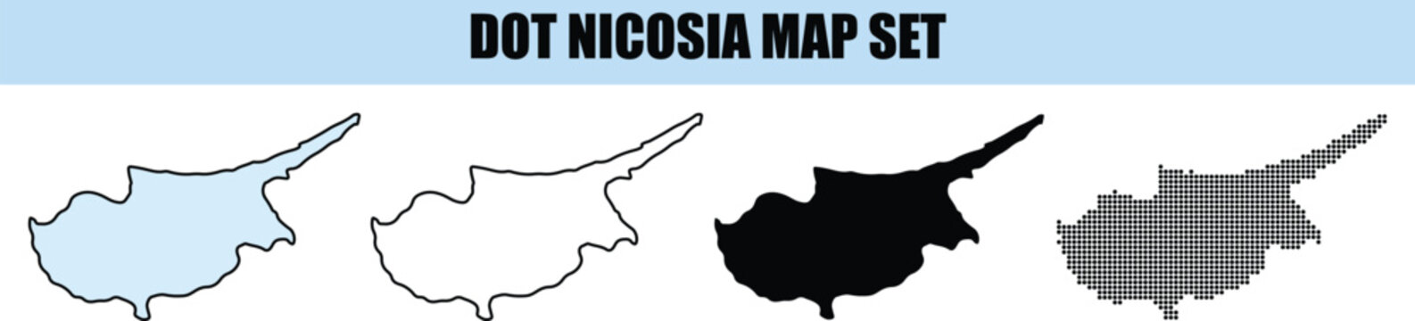 Nicosia Map Set Cyprus Dotted background