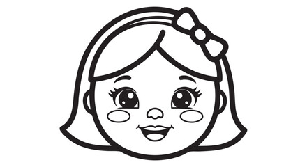 Obraz premium A cartoon girl's face with a bow in her hair viewed from the front