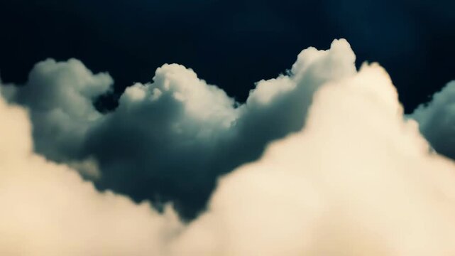 Warm white cumulus clouds drift across a serene blue sky, forming a soft, dreamy cloudscape that evokes freedom, calm, and airy, peaceful beauty for backgrounds