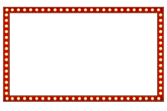 Vintage marquee border frame with light bulbs isolated transparent background png