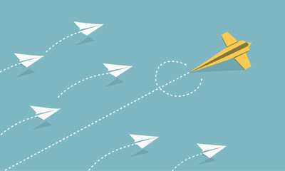Leadership Concept with Paper Planes and Golden Leader