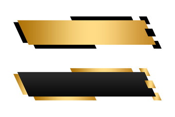 Modern text box blank black gold element, gold frame text box element design template transparent png