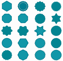 Teal Geometric Badge Shape Collection Vector Set