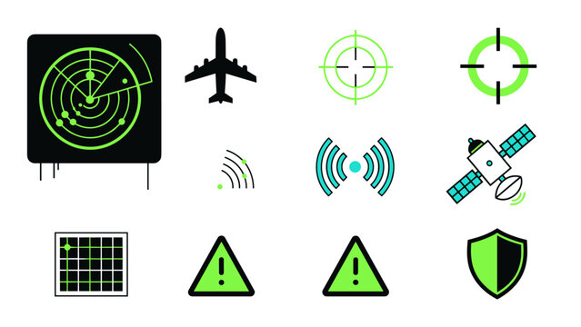 Modern radar and navigation icons set