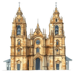 Fototapeta premium Cathedral of Santiago de Compostela. Cathedral of Santiago de Compostela watercolor vector illustration