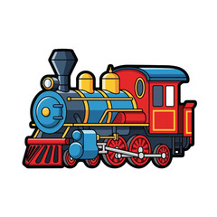 Vintage Cartoon Train Engine Illustration. © Yo