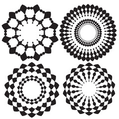 Set of overlapping flower petal icons