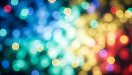 Fototapeta premium Vibrant Bokeh Lights Background, Festive Christmas or Party Atmosphere, Colorful