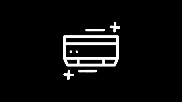 Clean air conditioner unit icon with sparkling effects on black background