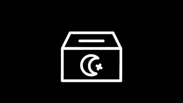 Islamic donation box with crescent moon and star symbol for charity and zakat