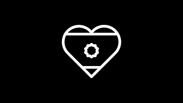 Abstract heart shape with a starburst or flower inside on a black background