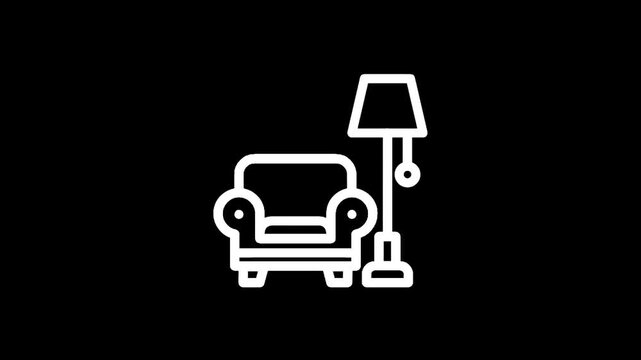 Cozy armchair and floor lamp icon representing comfort and relaxation in a home setting