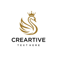Obraz premium elegant swan with crown logo design for luxury brand, royal identity, fashion, and premium business