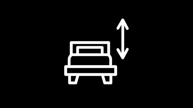 Simple icon representing a bed with an up and down arrow indicating height adjustment