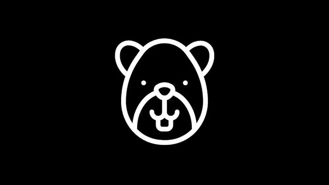 Simple white outline of a beaver face on a black background, minimalist design